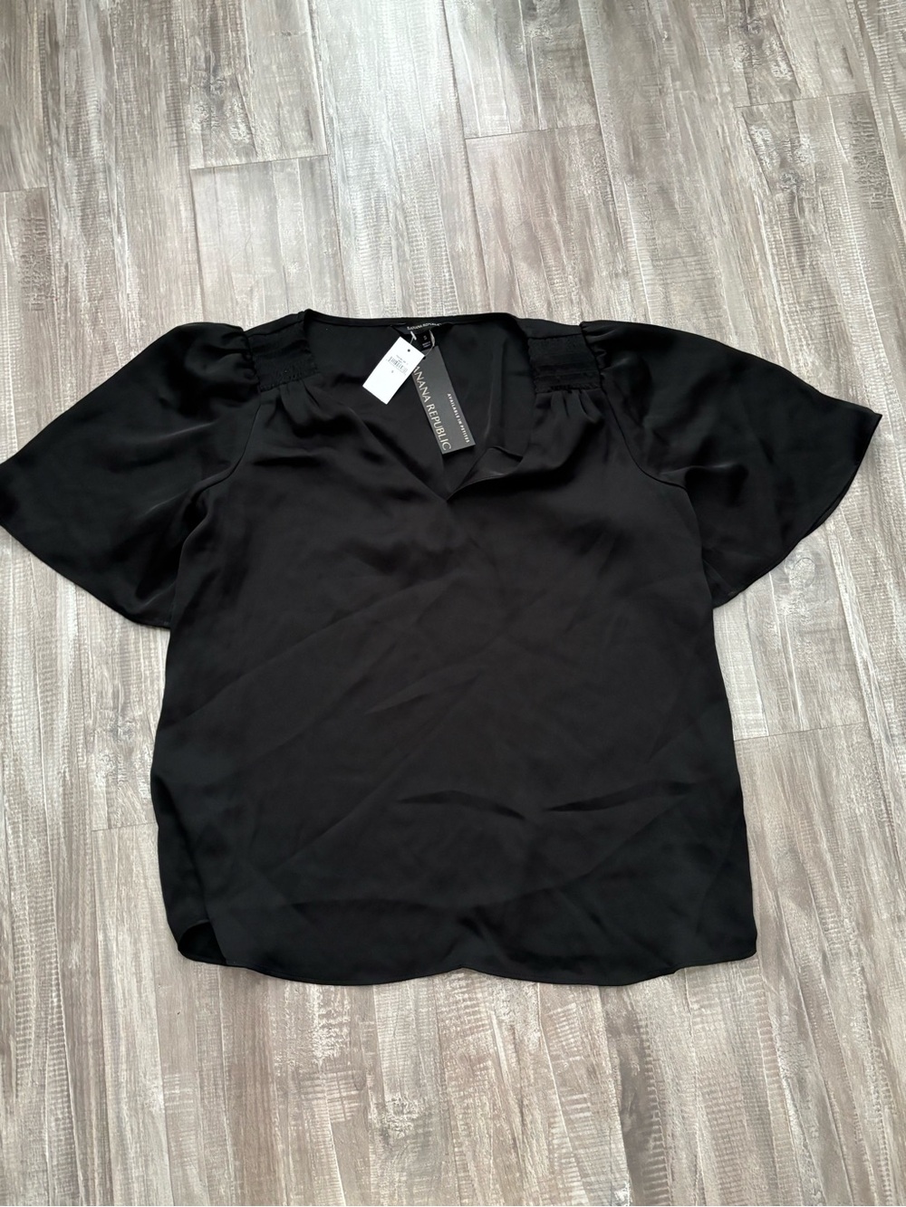Banana Republic Black Short-Sleeve V-Neck Blouse